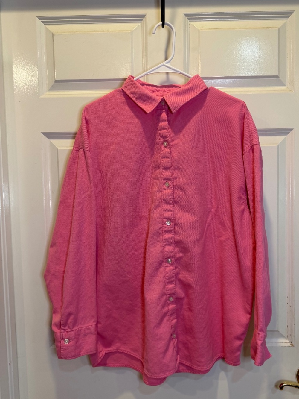 Women's H&M Divided Oversized Pink Oxford - Rarely Work - Size Medium